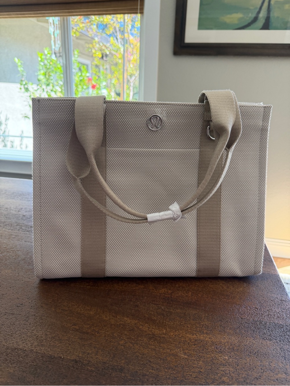 lululemon Neutral Canvas Tote Messenger Bag